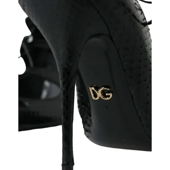 Dolce & Gabbana Black Python Leather Mary Jane Pumps Shoes - Picture 7 of 9